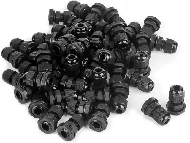 Main image of AMPELE Cable Gland 100 Pack PG13.5 Waterproof Adjustable 6-12mm Nylon Cable Glands Joints With Gaskets, Black(PG13.5)