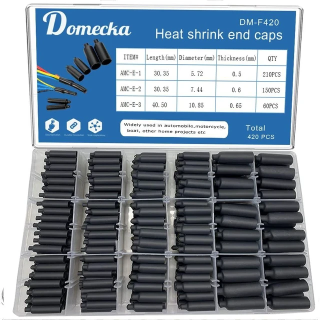 Main image of 420PCS Waterproof Adhesive-Lined Heat Shrink End Caps Tubing, Marine Grade Sealed for Electrical Wire & Cable