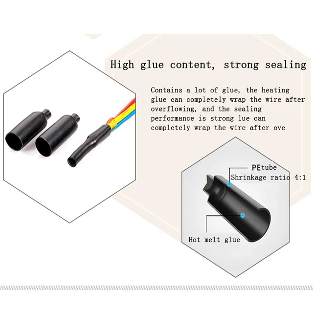 Alt view image 4 of 7 - 420PCS Waterproof Adhesive-Lined Heat Shrink End Caps Tubing, Marine Grade Sealed for Electrical Wire & Cable