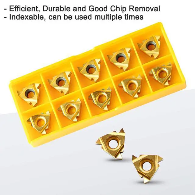 Alt view image 2 of 7 - 1/2" & 5/8" Threading Tool Holder Combo, Internal & External 16ER 16IR Indexable Threading Kit, Nitrided Precision for Metal Lathe, 10pcs Inserts Included