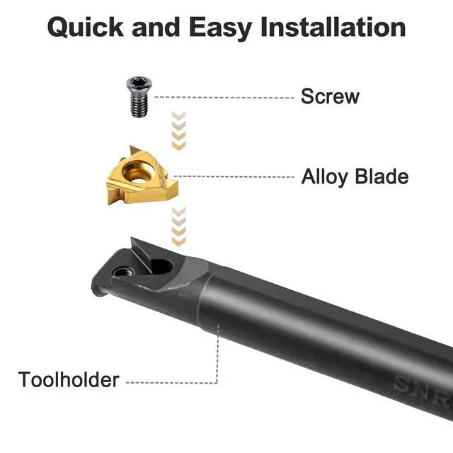 Alt view image 6 of 7 - 1/2" & 5/8" Threading Tool Holder Combo, Internal & External 16ER 16IR Indexable Threading Kit, Nitrided Precision for Metal Lathe, 10pcs Inserts Included