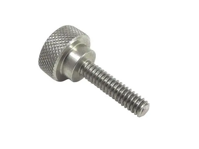 Alt view image 2 of 3 - 10 Pack 1/4-20 x 1 Inch Threads 303 Stainless Steel Diamond Knurled Thumb Screws Knobs with Straight Shoulders Right-Hand Threads SAE Flat Tip Uncoated