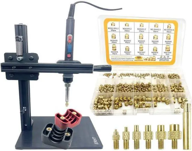 Main image of Heat Set Insert tip Tool Vertical Heat Pressing Machine Heat Brass Inserts 3D Printing and 360pcs Thread Knurled Nut M2 M2.5 M3 M4 M5 M6 (Heat Set Insert Tool)