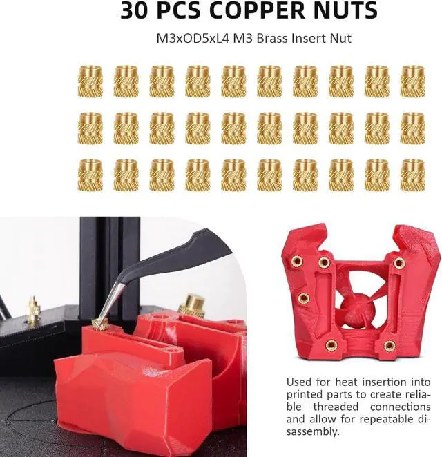 Alt view image 5 of 7 - Vertical Heat Set Insert Tool Pressing Machine with 90W Soldering Iron, Heat Set Tips M2-M8, 30PCS Brass Nuts Threaded Inserts for 3D Printed Part