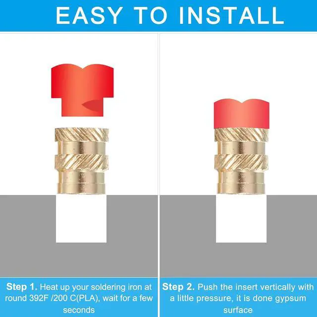 Alt view image 4 of 6 - M6x12.7x8.7 mm Brass Threaded Insert, 100 Pcs Metric knurled Nuts Heat Set Insert for Plastic & 3D Printing Components