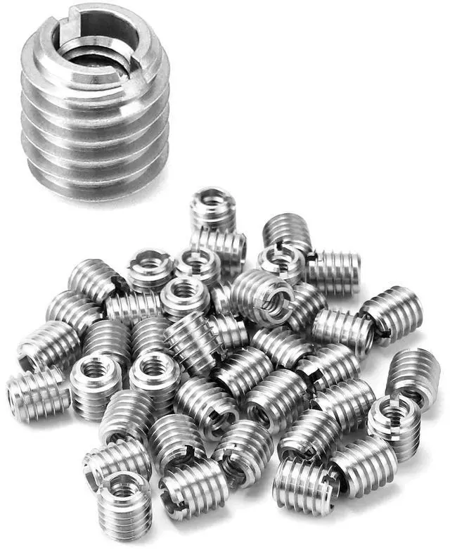 Main image of Stainless Steel Threaded Insert for Hard-Wood, 1/4-20 Internal Threads 50 Pack 5/8" Long Nut Inserts for Hardwoods, Softwoods, Plywood and Composites