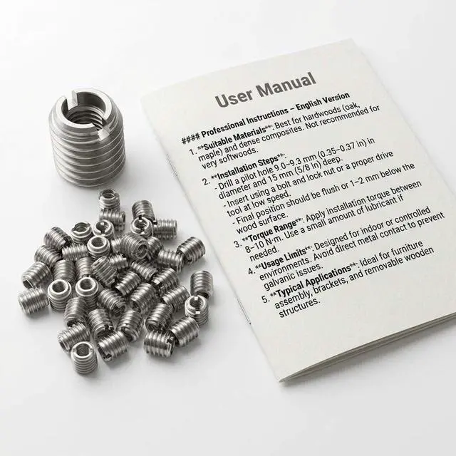 Alt view image 7 of 7 - Stainless Steel Threaded Insert for Hard-Wood, 1/4-20 Internal Threads 50 Pack 5/8" Long Nut Inserts for Hardwoods, Softwoods, Plywood and Composites