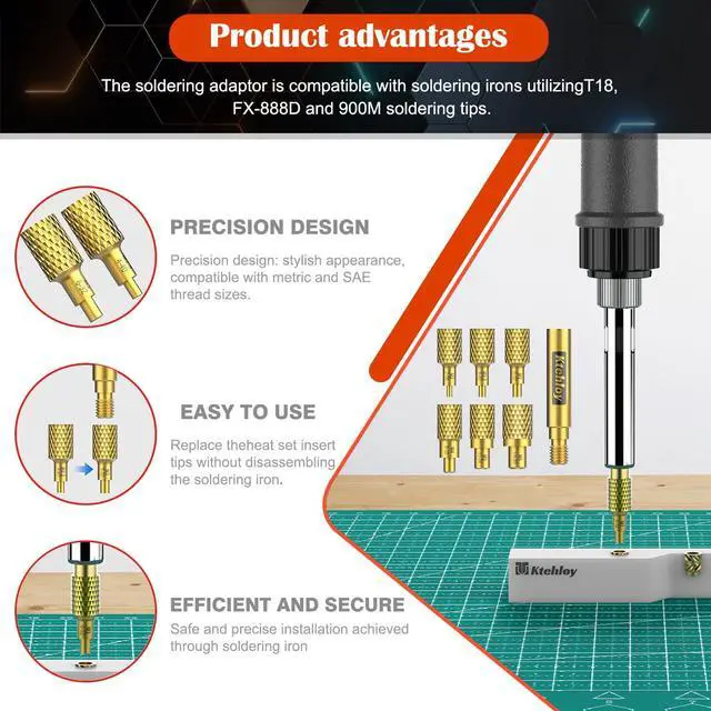 Alt view image 3 of 7 - 513Pcs SAE Threaded Inserts, #2-56#4-40#6-32#8-32#10-32 1/4"-20 Female Thread Knurled Nuts Assortment Kit, Brass Heat Set Insert for Plastic and 3D Printing Components