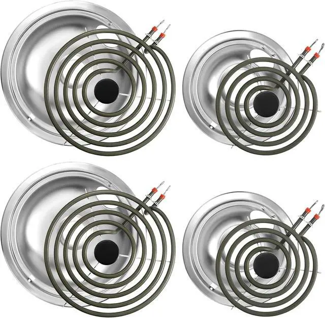 Main image of MP22YA Electric Stove Burner Element Replacement Set & W10290350 W10290353 4 Pack Drip Pans - Perfectly Fit Whirpool Electric Range Stove Top