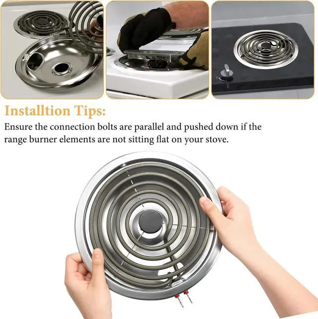 Alt view image 5 of 7 - MP22YA Electric Stove Burner Element Replacement Set & W10290350 W10290353 4 Pack Drip Pans - Perfectly Fit Whirpool Electric Range Stove Top