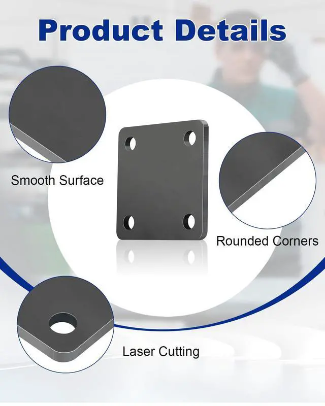 Alt view image 3 of 6 - 4 Pcs 6 X 6 X 1/4 Inch A36 Steel Plate Hot Rolled with 4 Holes