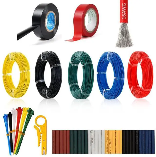 Main image of 16AWG 5 Colors Silicone Electrical Wire Kit Hook Up Cable for Electronics DIY Work Solid Wire Spool Included Electrical Stranded Tinned Copper Wire and Tools (5x13ft Coil)
