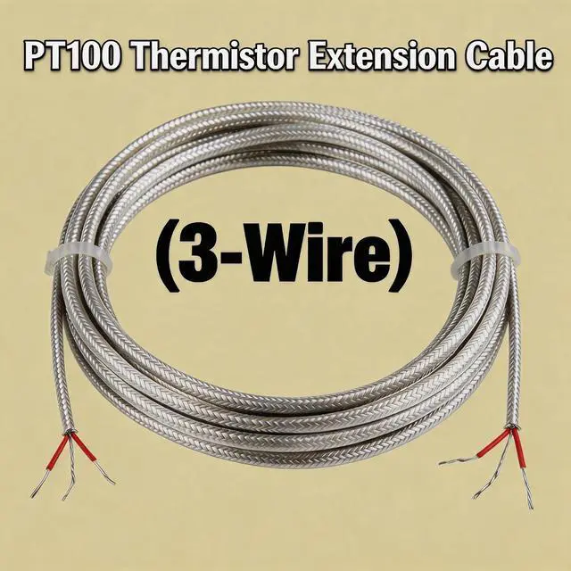 Alt view image 2 of 7 - PT100 Thermistor Extension Cable Length: 197 inches / 5 Yards PT100 Thermistor Wires Feature Teflon-Shielded Construction Temperature Range: -200°F to 900°F (3-Wire)