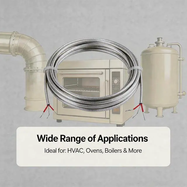 Alt view image 7 of 7 - PT100 Thermistor Extension Cable Length: 197 inches / 5 Yards PT100 Thermistor Wires Feature Teflon-Shielded Construction Temperature Range: -200°F to 900°F (3-Wire)