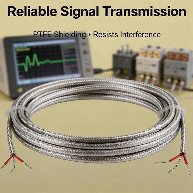 Alt view image 6 of 7 - PT100 Thermistor Extension Cable Length: 197 inches / 5 Yards PT100 Thermistor Wires Feature Teflon-Shielded Construction Temperature Range: -200°F to 900°F (3-Wire)