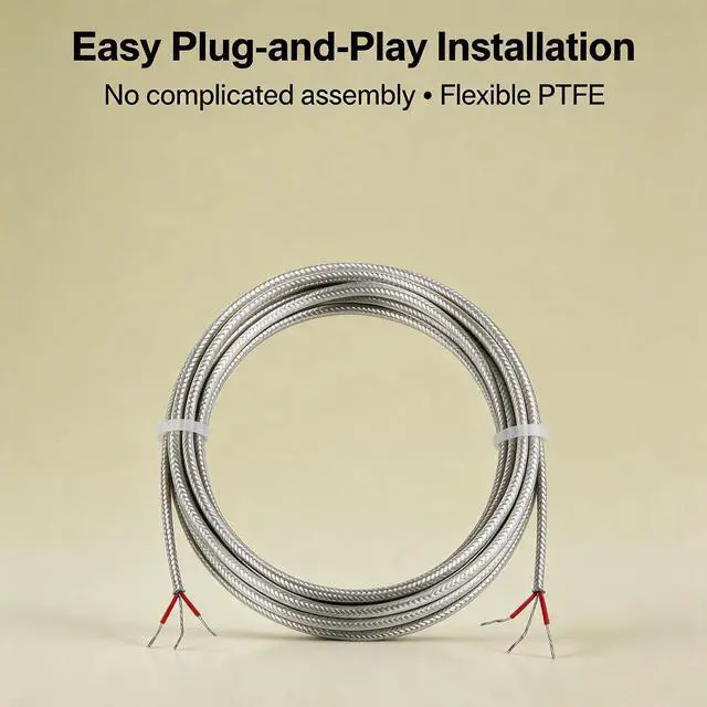 Alt view image 5 of 7 - PT100 Thermistor Extension Cable Length: 197 inches / 5 Yards PT100 Thermistor Wires Feature Teflon-Shielded Construction Temperature Range: -200°F to 900°F (3-Wire)