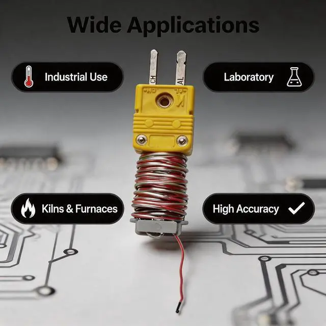 Alt view image 3 of 6 - Type K Thermocouple Probe Teflon Wire 79in 2.19yd Temp -30°F to 500°F