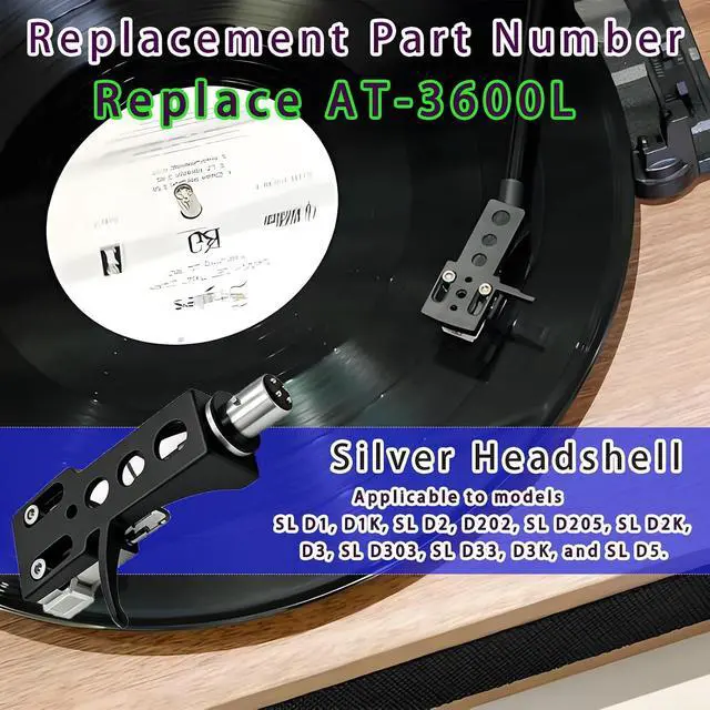 Alt view image 5 of 7 - Black Headshell AT-3600L Cartridge Stylus, AT-3600L Magnetic Cartridge Stylus Compatible with Technics SL D1, SL D1K, SL D2, SL D202, SL D205, SL D2K, SL D3, SL D303, SL D33, SL D3K, SL D5.