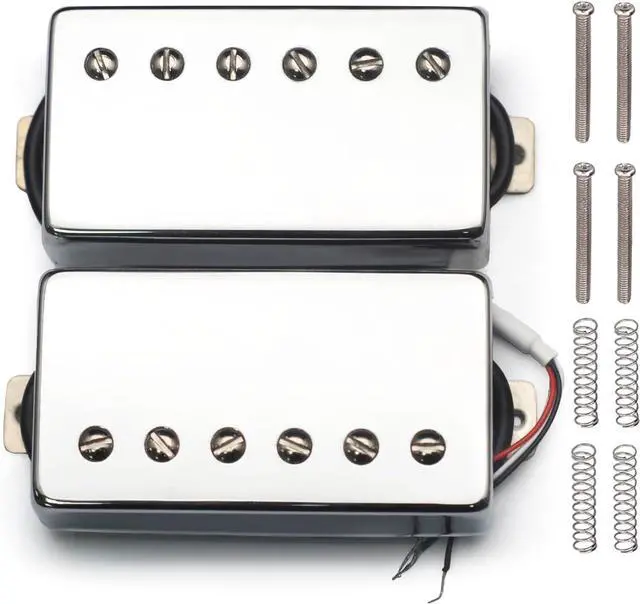 Main image of Alnico 2 Humbucker Guitar Pickup 4 Coil Cable 7.5k/8.6k Coil Splitting with Brass Cover Alnico II Pickup for LP Guitar Chrome (7.5k/8.6k)