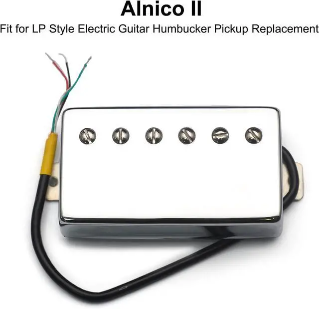 Alt view image 2 of 7 - Alnico 2 Humbucker Guitar Pickup 4 Coil Cable 7.5k/8.6k Coil Splitting with Brass Cover Alnico II Pickup for LP Guitar Chrome (7.5k/8.6k)
