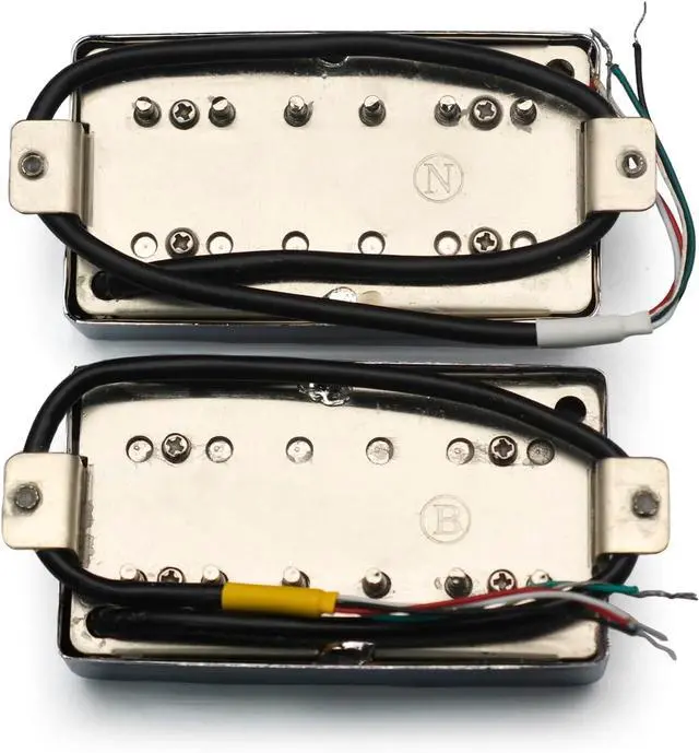 Alt view image 4 of 7 - Alnico 2 Humbucker Guitar Pickup 4 Coil Cable 7.5k/8.6k Coil Splitting with Brass Cover Alnico II Pickup for LP Guitar Chrome (7.5k/8.6k)