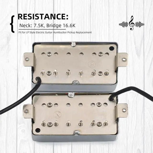Alt view image 5 of 7 - Alnico 5 Humbucker Guitar Pickup 4 Coil Cable 7.5k/16.6k Coil Splitting Alnico V Pickup for LP Guitar Chrome