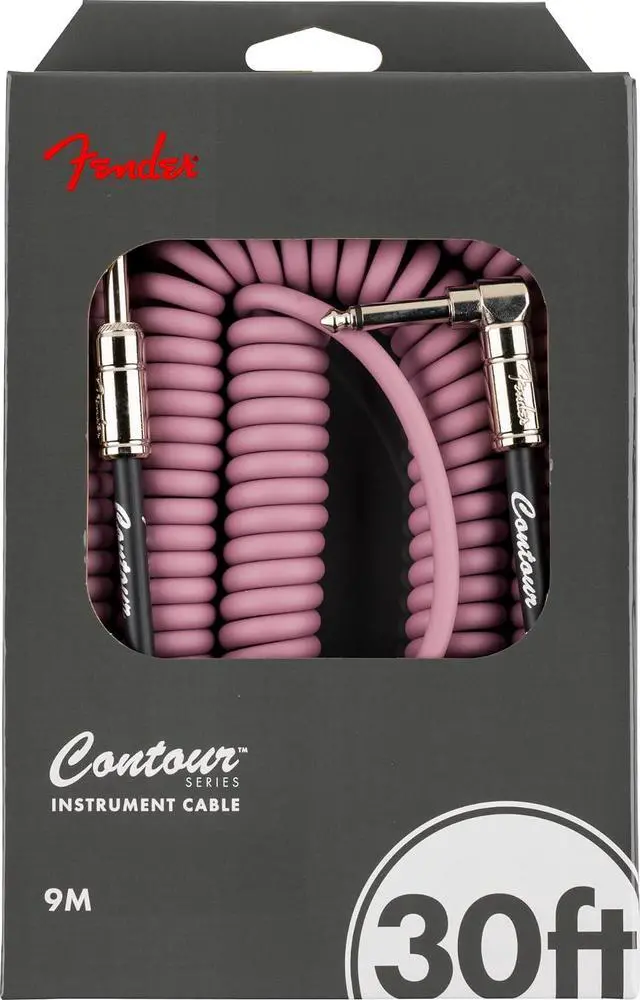 Alt view image 3 of 3 - Contour Coiled Instrument Cable, Guitar Accessories, Straight/Angle, Burgundy Mist, 30 ft