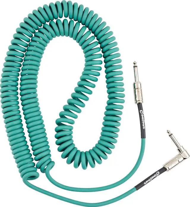 Main image of Contour Coiled Instrument Cable, Guitar Accessories, Straight/Angle, Sherwood Green, 30 ft