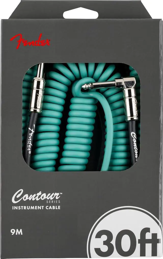 Alt view image 3 of 3 - Contour Coiled Instrument Cable, Guitar Accessories, Straight/Angle, Sherwood Green, 30 ft