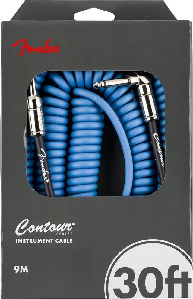 Alt view image 3 of 3 - Contour Coiled Instrument Cable, Guitar Accessories, Straight/Angle, Lake Placid Blue, 30 ft