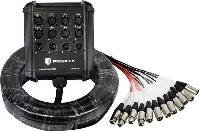 Main image of 8-Channel Low Profile XLR Send Circuit Board Snake Cables, XLR Splitter Cable for Live, Recording, Stage, Studio, 50 Feet Long