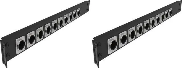 Main image of 12 Port/Way/Hole Hinged Patch Panel - 1U 19" Rack Mount D-Type Connectors - Audio with Hinged Side (H1U12D, Black) (Pack of 2)