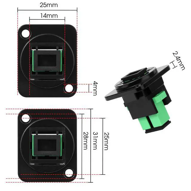 Alt view image 3 of 4 - 5pcs SC to SC APC Fiber Panel Mount Adapter Singlemode