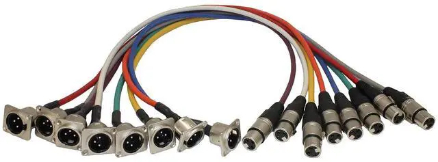 Main image of Replacement Male XLR Panel Mount Pigtails for Stage Box or Rack (8 Color Pack)