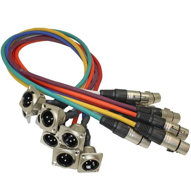 Alt view image 2 of 2 - Replacement Male XLR Panel Mount Pigtails for Stage Box or Rack (8 Color Pack)
