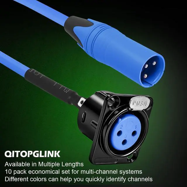 Alt view image 3 of 7 - Multi Colors XLR Panel Mount Cable Set,D-Type Female XLR socke to Male Audio Cord with Secure Locking System,Ideal for Microphone,Mixer,Speaker & DMX Lighting Control-1.64 Feet/10 Pack