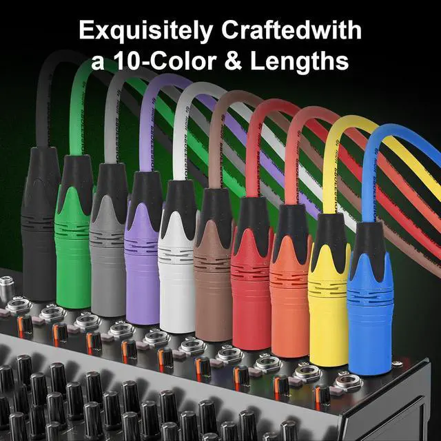 Alt view image 7 of 7 - Multi Colors XLR Panel Mount Cable Set,D-Type Female XLR socke to Male Audio Cord with Secure Locking System,Ideal for Microphone,Mixer,Speaker & DMX Lighting Control-1.64 Feet/10 Pack