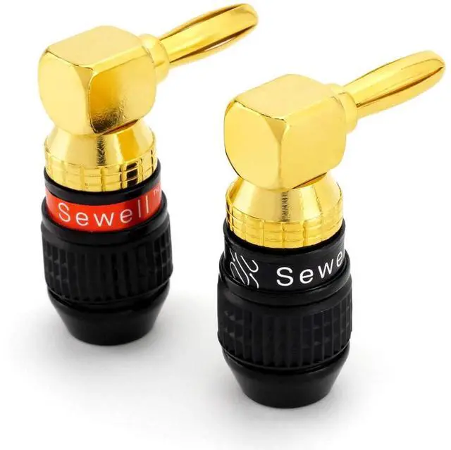 Alt view image 2 of 6 - Deadbolt Right-Angle Banana Plugs, 12 Pairs Quick Connect Gold Plated Speaker Plugs 90 Degree