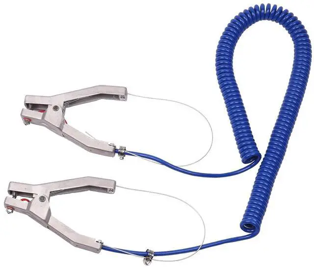 Main image of Coiled Grounding Wire, Static Grounding Cable with Aluminum Clamp for Gas Station Oil Depot Tank Chemical Plant, 16.4ft