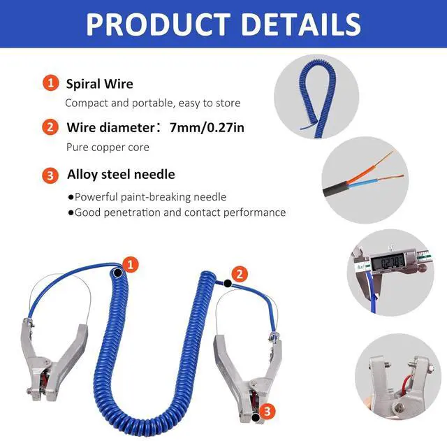 Alt view image 4 of 5 - Coiled Grounding Wire, Static Grounding Cable with Aluminum Clamp for Gas Station Oil Depot Tank Chemical Plant, 16.4ft