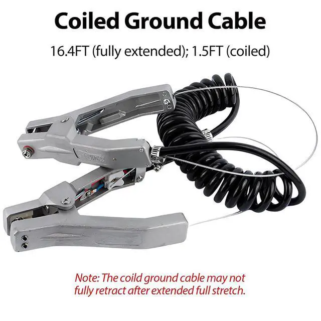 Alt view image 2 of 7 - Grounding Clamp with Wire, Aluminum Alloy Anti Static Ground Cable Clamp, 16.4ft Coiled Grounding Wire Cable, 3 Copper Ground Nails, Clamps 23mm, for Gas Station Oil Depot Tank Chemical Plant