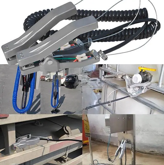 Alt view image 5 of 7 - Grounding Clamp with Wire, Aluminum Alloy Anti Static Ground Cable Clamp, 16.4ft Coiled Grounding Wire Cable, 3 Copper Ground Nails, Clamps 23mm, for Gas Station Oil Depot Tank Chemical Plant