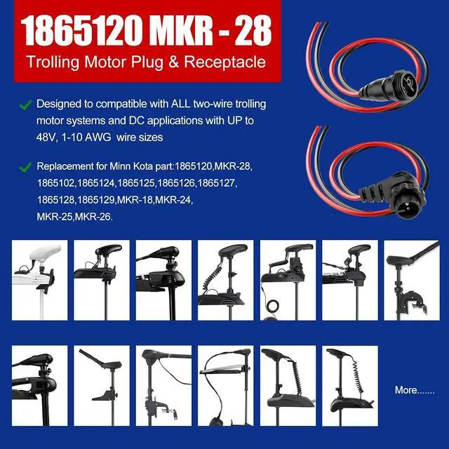 Alt view image 2 of 7 - MKR-28 1865120 Trolling Motor Plug & Receptacle, 12V-48V