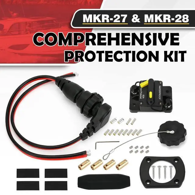 Alt view image 6 of 7 - 1865120 MKR-28 Trolling Motor Plug Receptacle Combo and 1865115 MKR-27 60 AMP Circuit Breaker Fit for Minn Kota 12/24/36V/48V Trolling Motor Freshwater and Saltwater