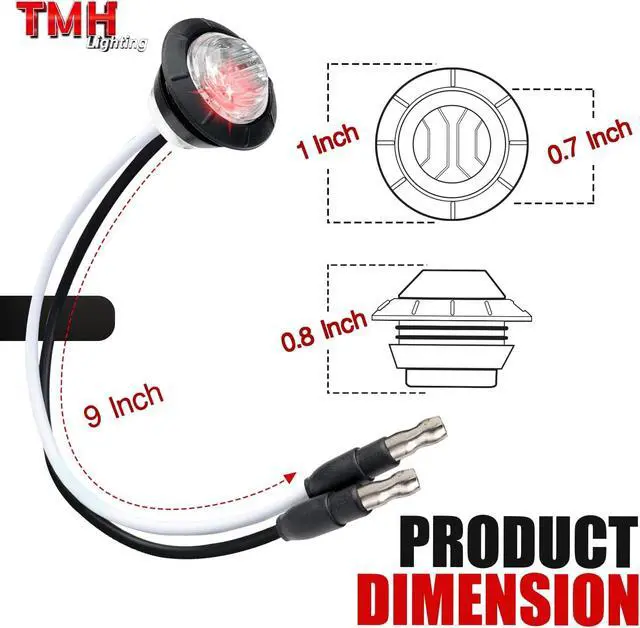 Alt view image 2 of 6 - 3/4 Inch LED Marker Clear Lens Red Light with Connector Plug Clearance Markers Side Marker Indicator Light Waterproof Universal Fits RV, Boat, Pickup Truck 12V DC (Pack of 50)