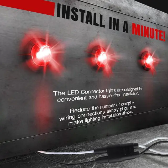 Alt view image 5 of 6 - 3/4 Inch LED Marker Clear Lens Red Light with Connector Plug Clearance Markers Side Marker Indicator Light Waterproof Universal Fits RV, Boat, Pickup Truck 12V DC (Pack of 50)