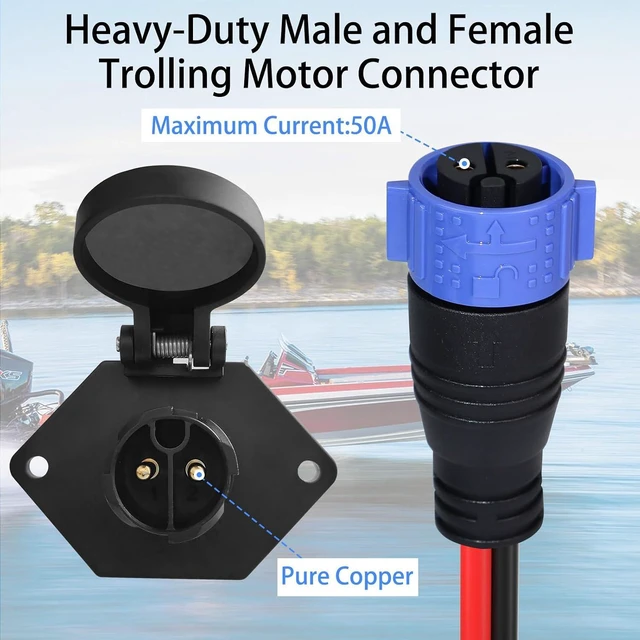 Alt view image 2 of 7 - 50A Trolling Motor Plug and Receptacle,12V/24V/36V/48V Trolling Motor Plug