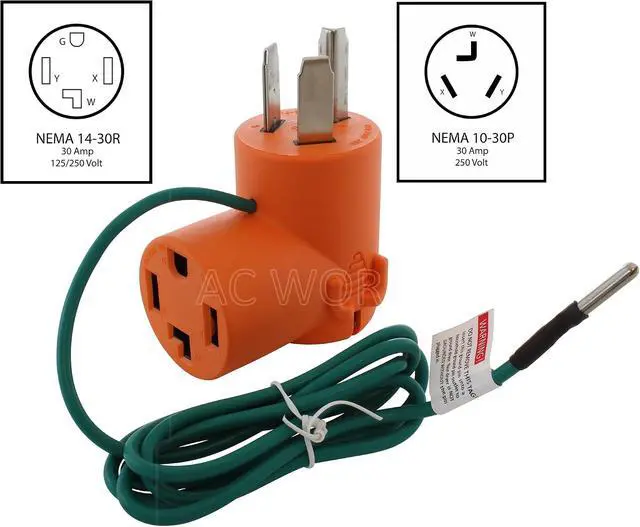 Alt view image 2 of 7 - 30 Amp 3-Prong Dryer Wall Outlet Adapter (To 4-Prong 30Amp Dryer Plug)