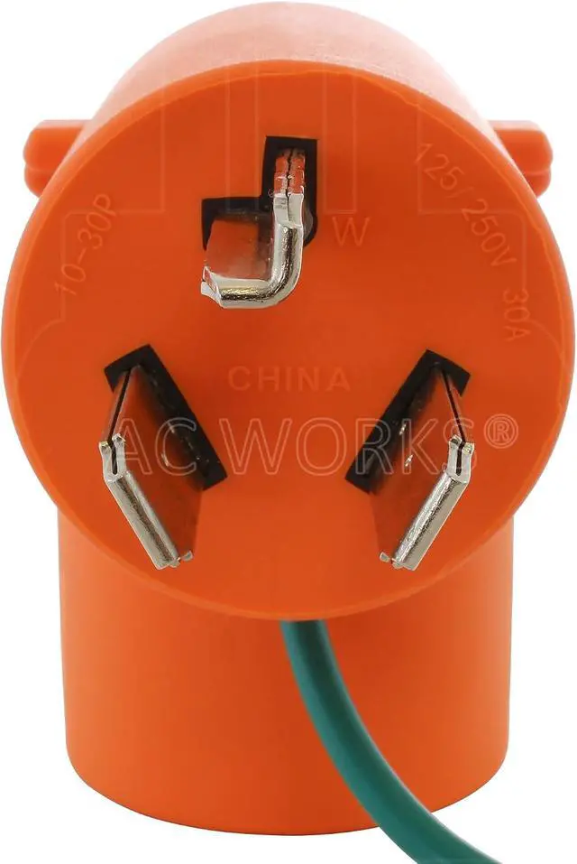 Alt view image 3 of 7 - 30 Amp 3-Prong Dryer Wall Outlet Adapter (To 4-Prong 30Amp Dryer Plug)