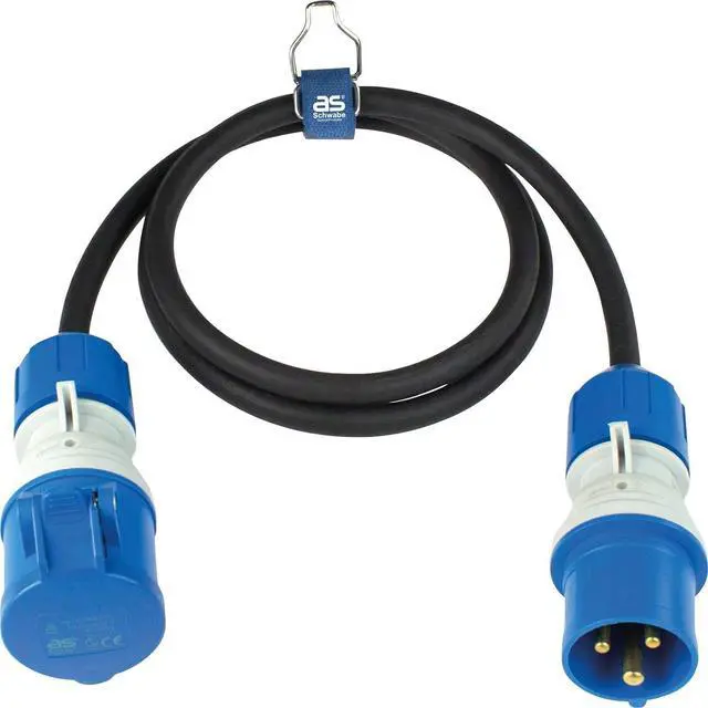 Main image of Camping Extension Cable 1.5 m - 230 V / 16 A / 3-Pin - CEE Plug with Voltage Indicator - CEE Coupling with Hinged Lid - Motorhome Extension - Made in Germany - IP44, 61402